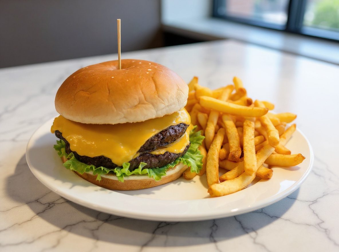 Burger shot on Marble Counter
