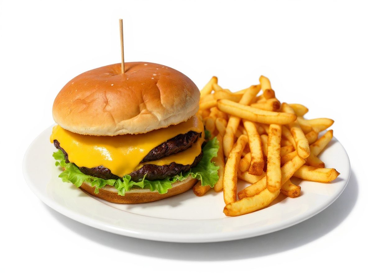 After: Double cheeseburger relit in the studio